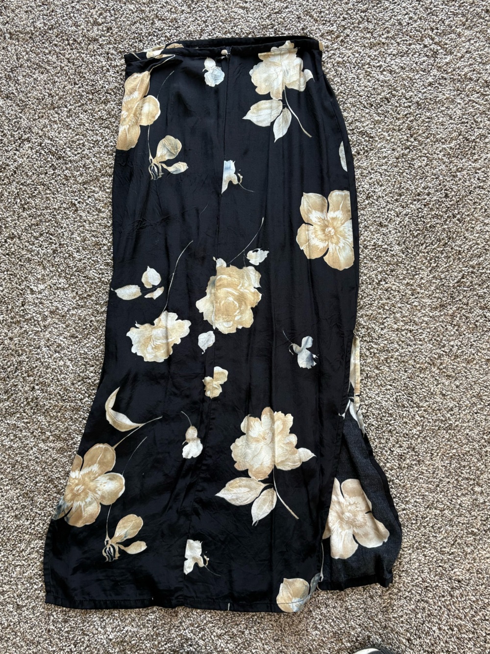 Old Navy Black Skirt with Gold Floral Print